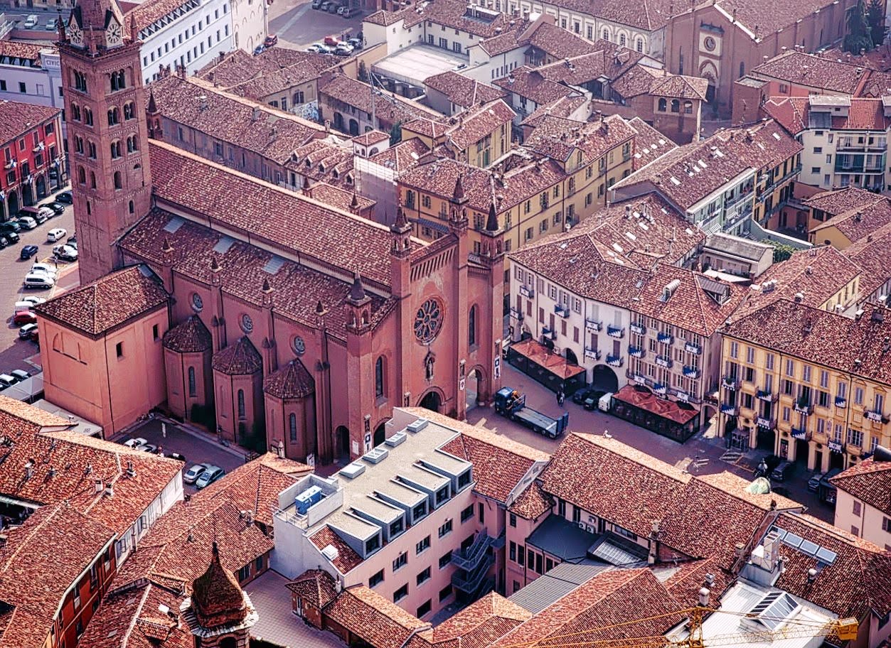Aerial view of Alba, Italy - The City of 100 Towers