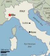 Map showing Alba's location in Italy